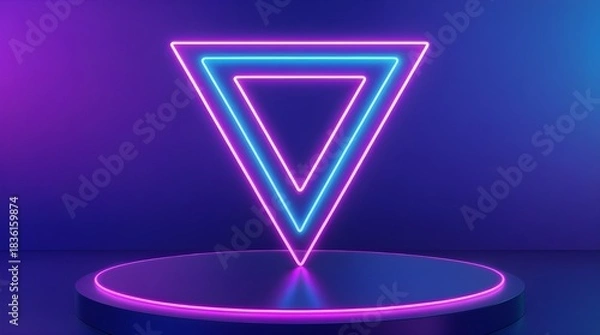 Obraz 3d abstract neon light podium background
