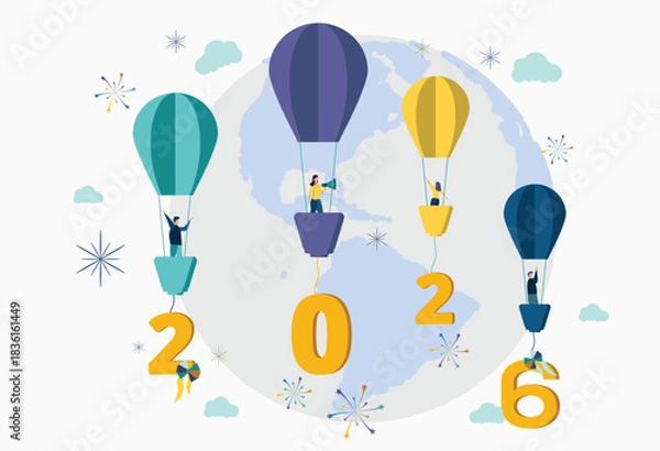 Fototapeta Happy new year 2026. New year of new discoveries and achievements.