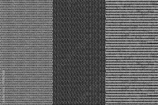 Fototapeta Simple black and white doodle lines herringbone and striped geometric seamless patterns set, vector