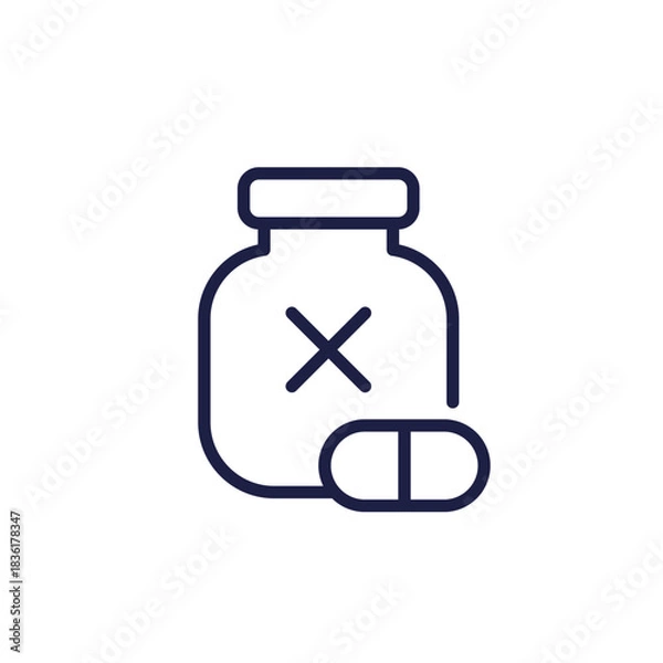 Obraz placebo line icon with pills bottle