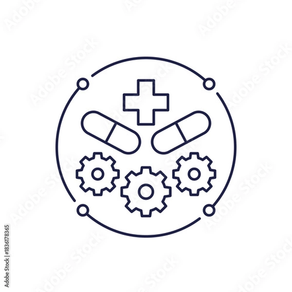 Obraz pharmaceutical industry icon in line design