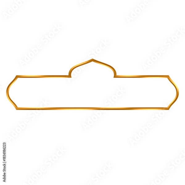 Obraz Golden dome-crowned Islamic text bar – A versatile Islamic text bar topped with a golden dome, ideal for Eid announcements, Ramadhan themes, event titles, banners, and modern Islamic templates