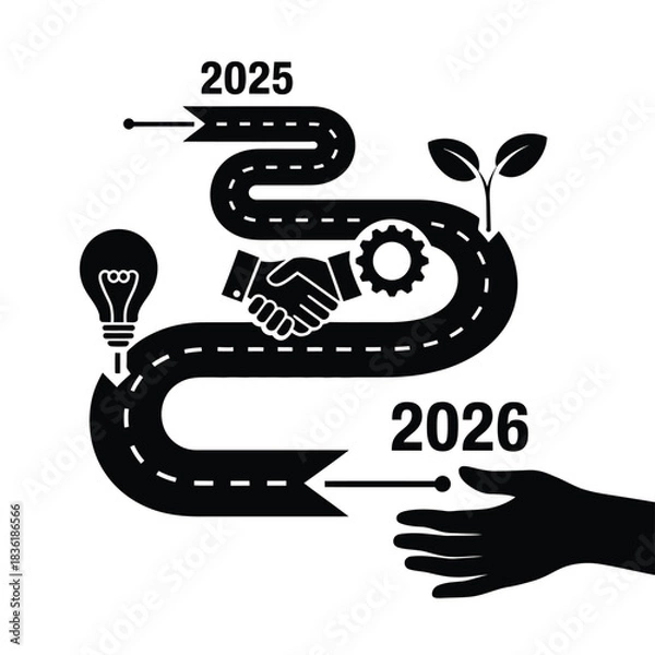 Fototapeta Roadmap to growth and innovation from 2025 to 2026