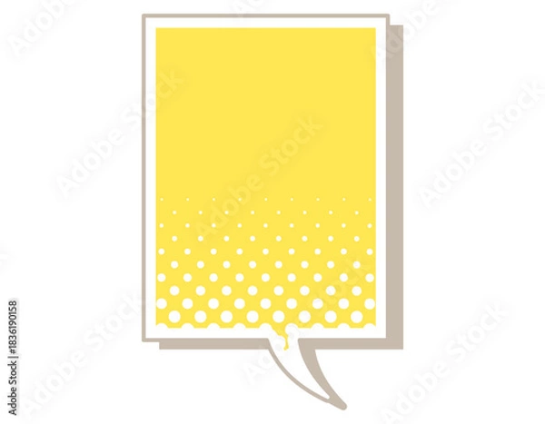 Obraz アメコミ吹き出し　ドット柄・カラフルな影　縦長四角　黄色
