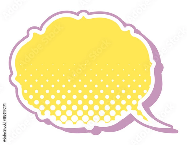 Obraz アメコミ吹き出し　ドット柄・カラフルな影　モコモコ　黄色