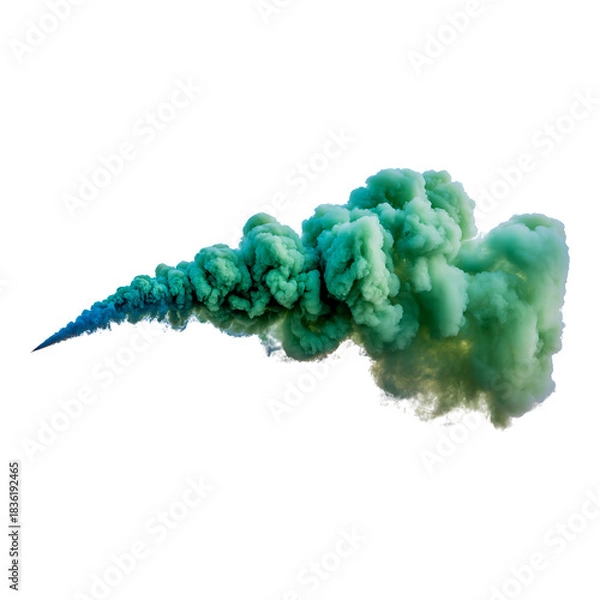 Fototapeta Mystic teal smoke cloud reveals dynamic energy with swirling texture creating atmospheric effect ideal for creative visual effects