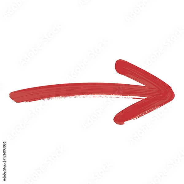 Fototapeta Red brush stroke arrow isolated on transparent background used for presentation template and graphic design with copy space