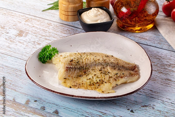 Obraz Steamed dietary tilapia fish fillet