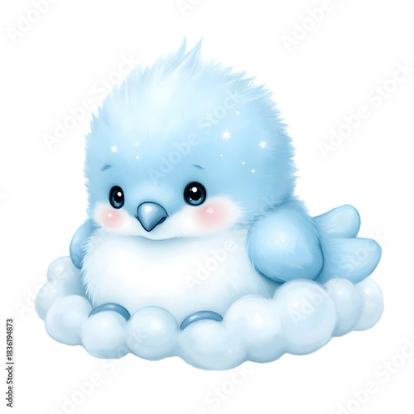 Obraz Kawaii Cloud-Shaped Animal Watercolor Clipart – Pastel Cute Cloud Panda, Bunny, Hedgehog, Owl, Fox, Seal, Kitten, Lamb, Elephant & Penguin – Soft Fluffy Pastel Creatures PNG