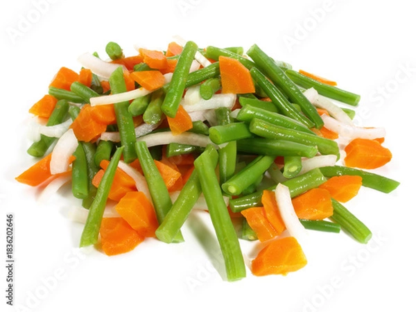 Obraz Vegetables - Boiled Fresh Vegetables on white Background