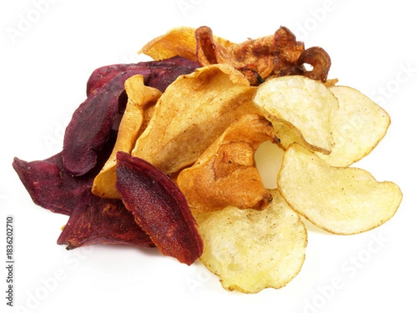 Obraz Vegetables - Mixed Vegetable Chips on white Background