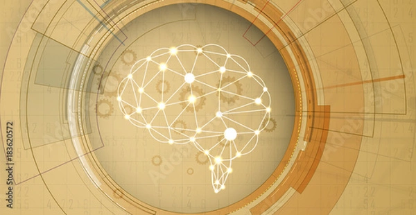 Fototapeta Artificial intelligence. Technology web background. Virtual concept