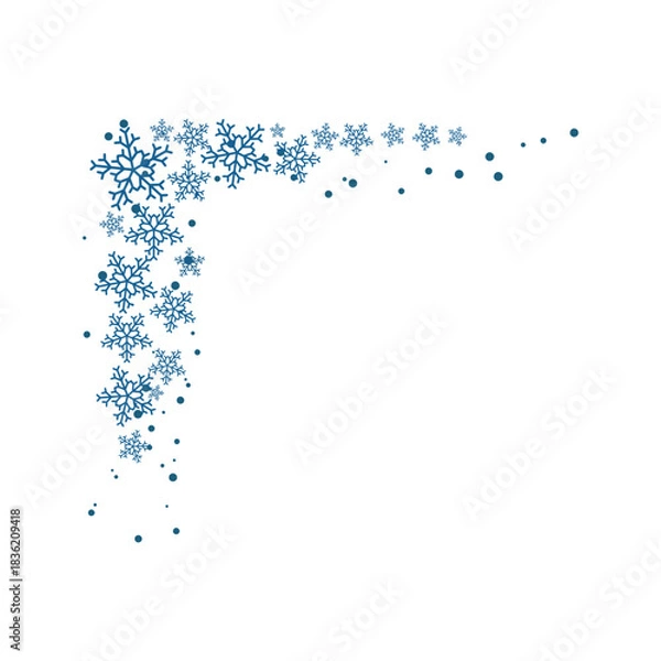 Obraz Festive Snowflake Corner Border for Winter Holidays.