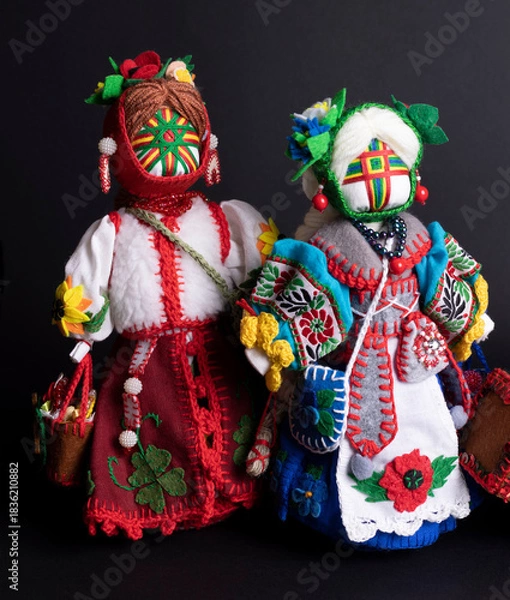 Fototapeta happy easter and motanka doll