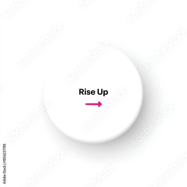Fototapeta A white circle contains "Rise Up" with a pink arrow, suggestive of forward motion