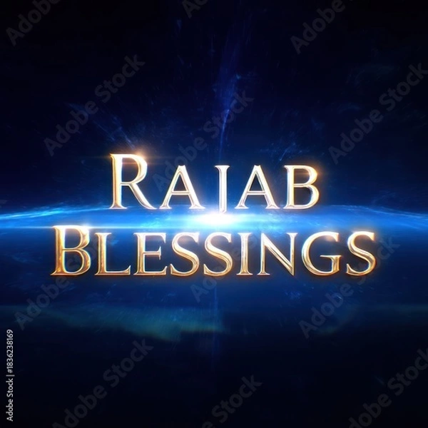 Fototapeta Glowing golden text against a backdrop of ethereal blue light and a swirling, dark nebula