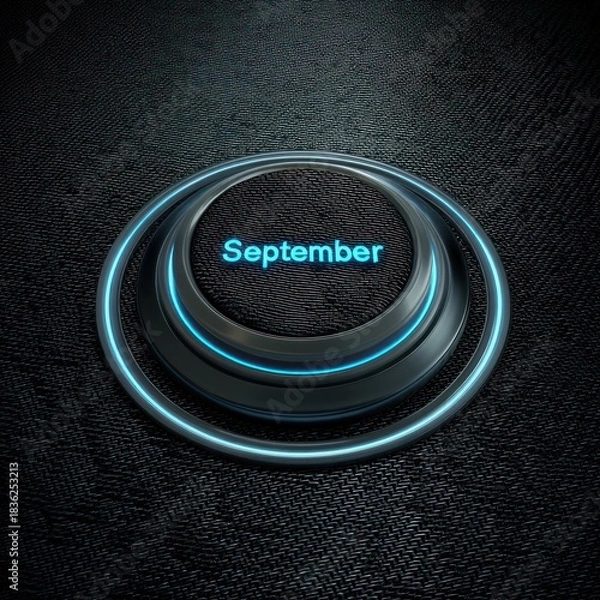Fototapeta Glowing button displaying the month "September" set on a textured dark gray surface