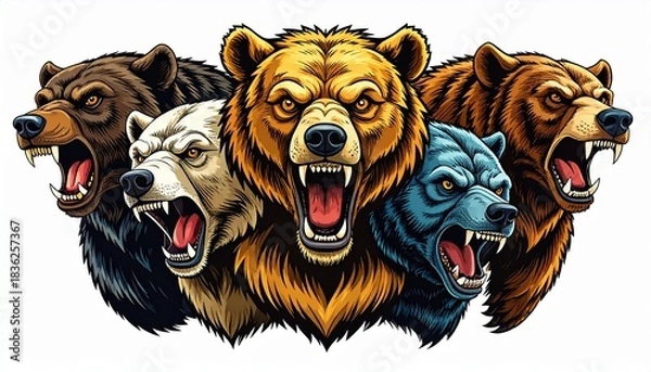 Obraz 凶暴なクマのイラスト　Illustration of a ferocious bear
