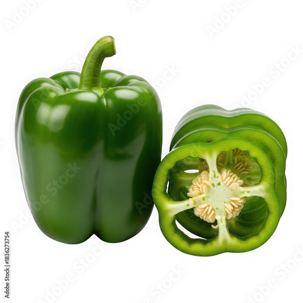 Obraz Green bell pepper isolated on transparent background