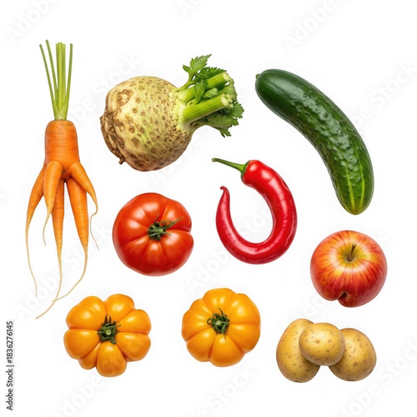Obraz Fresh produce assortment isolated on transparent background