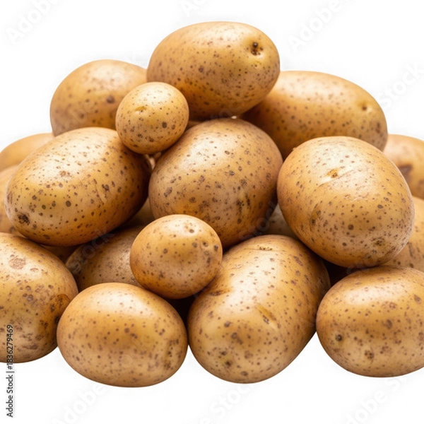 Obraz Pile of fresh potatoes isolated on transparent background