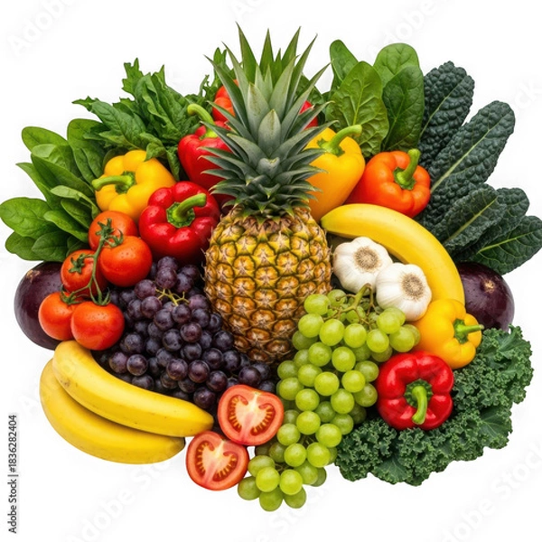 Obraz Fresh assorted produce isolated on transparent background