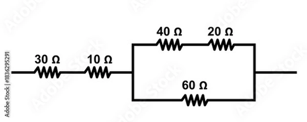 Fototapeta Electrical Circuit Diagram Showing Resistors In Series And Parallel Network For Educational Use