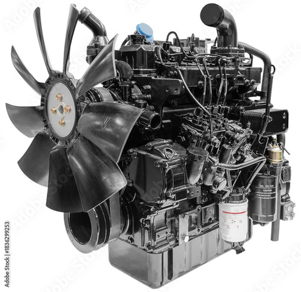 Fototapeta Mock up black tractor engine