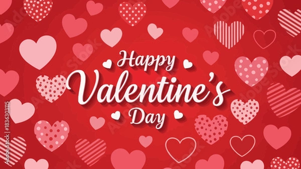 Obraz Festive Valentine's Day backdrop featuring heart pattern and romantic message