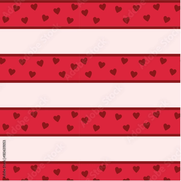 Obraz Bold Red Valentine Heart Stripe Pattern with Romantic Decorative Lines