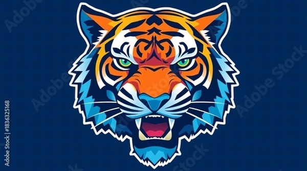 Obraz Tiger Illustration: A striking illustration of a tiger, showcasing vibrant colors and a bold design, perfect for various creative projects.