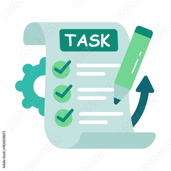 Fototapeta Conceptual flat design icon of task management 