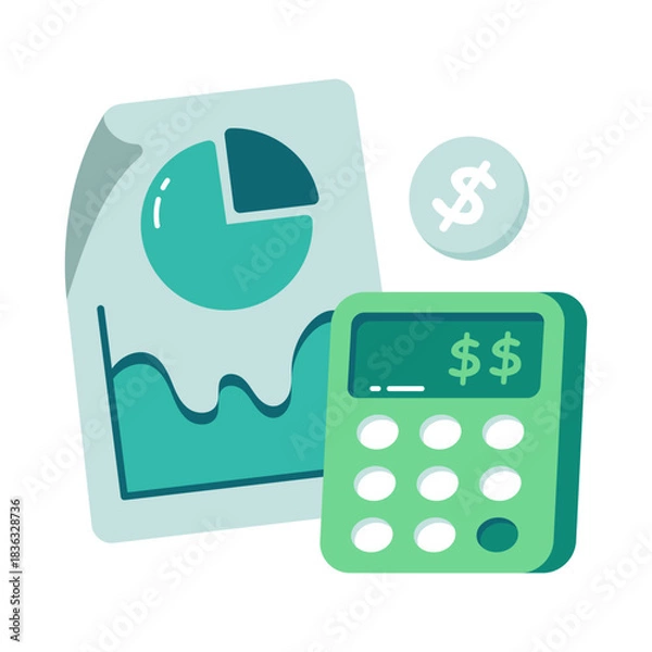 Fototapeta Editable design icon of business calculation 
