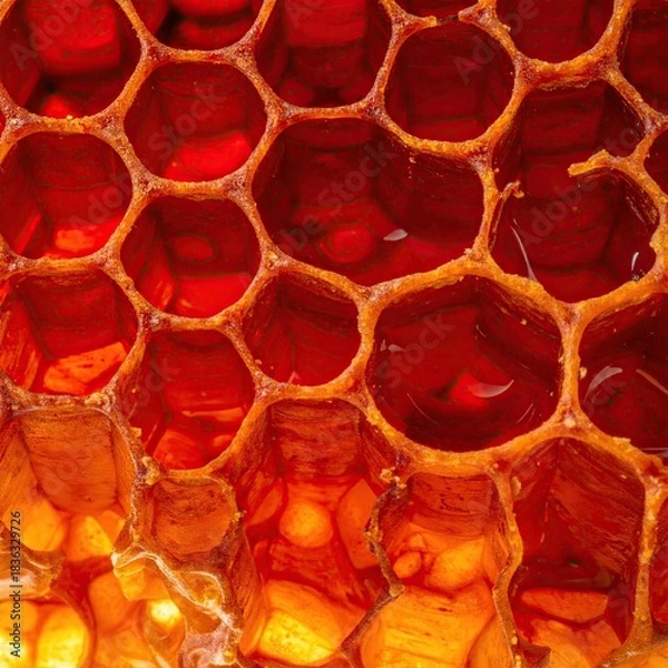 Obraz Close-up honeycomb, vibrant orange-red