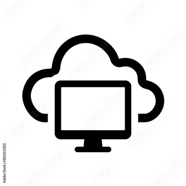 Fototapeta An outlined cloud monitor icon illustrating lightweight observation tools for cloud services, supporting rapid diagnostics, continuous insights and operational awareness for scalable distributed app
