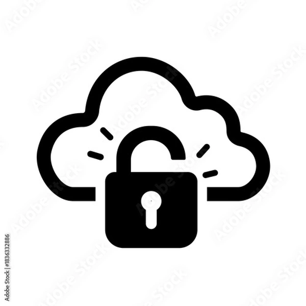 Fototapeta An outlined cloud unlock icon showing flexible accessibility within secure cloud workflows, enabling controlled operations, user permissions, and monitored interactions across distributed services.