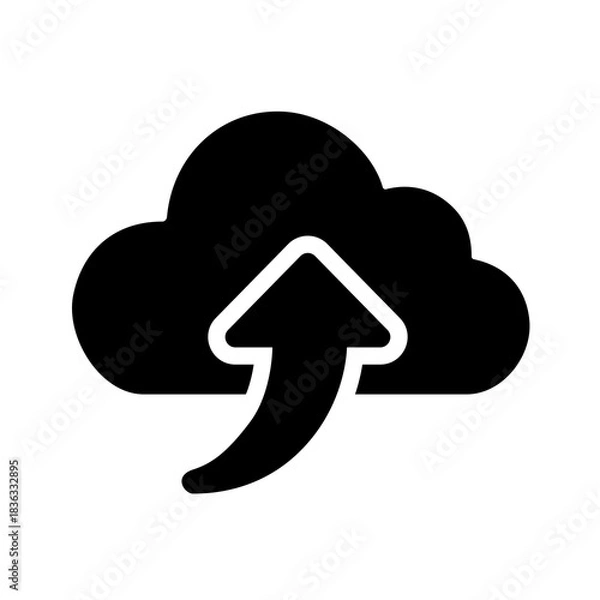 Fototapeta A solid cloud upload icon symbolizing data transfer into cloud systems, supporting backup operations, content distribution, and scalable storage workflows for modern digital environments.
