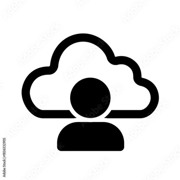 Fototapeta An outlined cloud user icon illustrating lightweight identity presence, enabling user management, profile access, permission structure, and identity-driven operations in cloud applications.