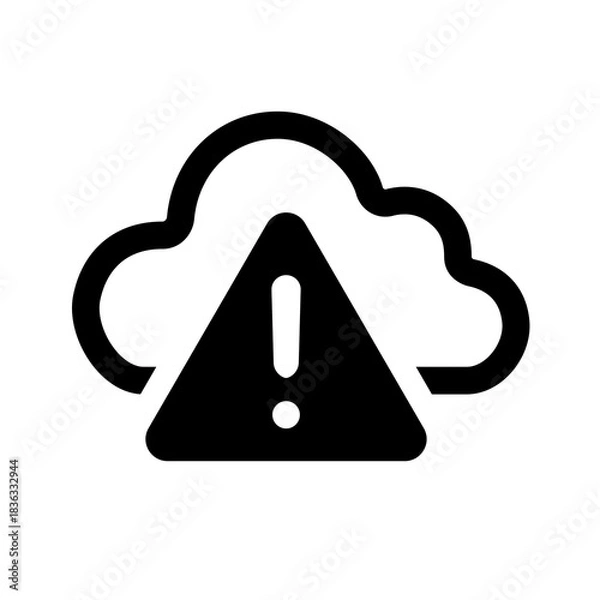 Fototapeta An outlined cloud warning icon indicating potential cloud risks, encouraging proactive monitoring, configuration review, and timely intervention to prevent system degradation or service interruption.