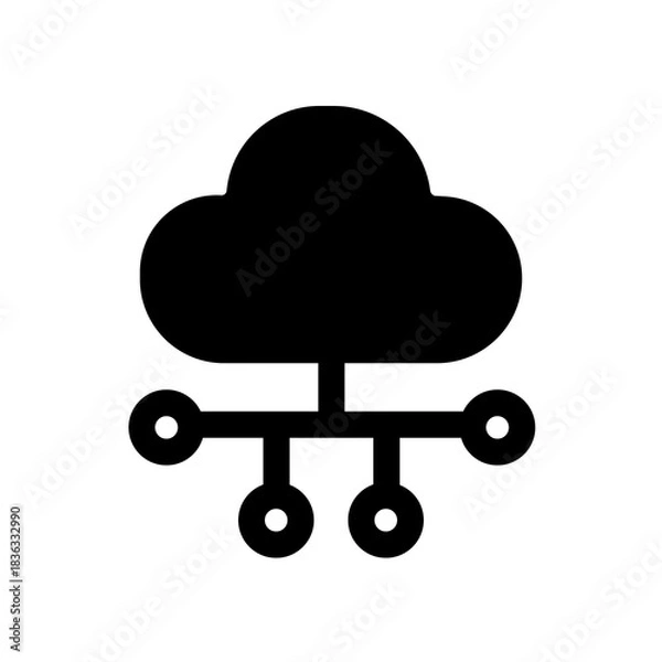 Fototapeta A solid cloud distribution icon showing delivery of cloud resources, routing data through multiple endpoints, enabling balanced workloads, scalable operations, and efficient service availability.