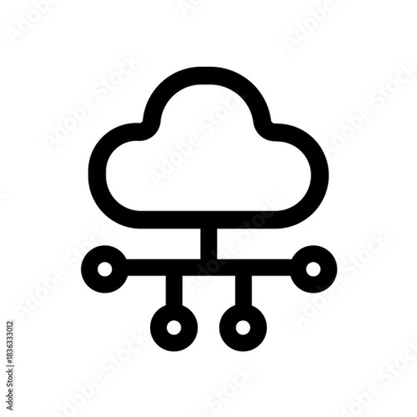 Fototapeta An outlined cloud distribution icon representing lightweight routing of cloud resources, supporting scalable delivery, efficient traffic allocation, and coordinated service flows across systems.