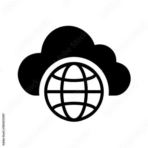 Fototapeta Cloud global icon showing worldwide connectivity, enabling distributed systems, global networks, cross-region access, scalability, and resilient cloud infrastructure.