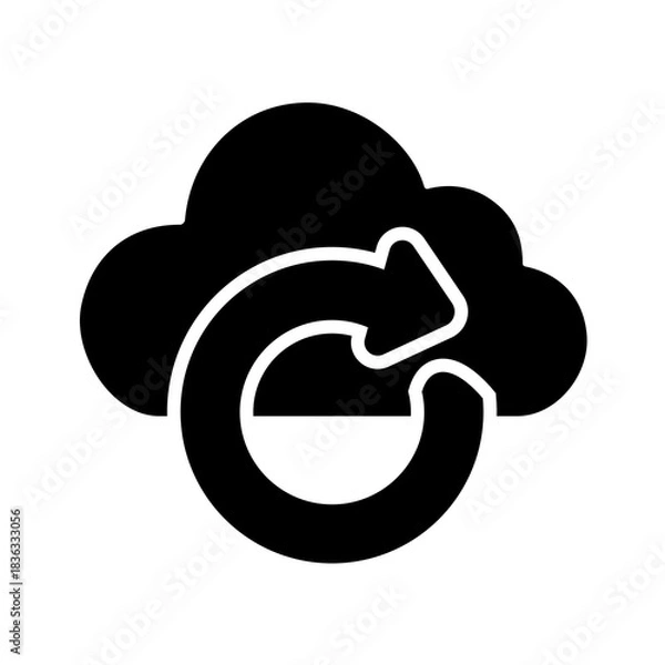 Fototapeta Cloud refresh icon symbolizing renewal, update cycles, system resets, and continuous synchronization across cloud services for stable digital operations.