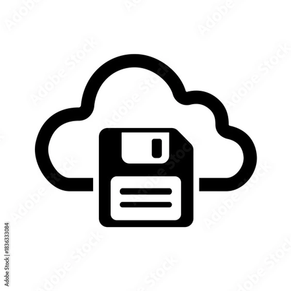 Fototapeta An outlined cloud save icon showing lightweight data preservation, enabling file storage, backup routines, and reliable access to cloud-hosted content for long-term continuity and availability.