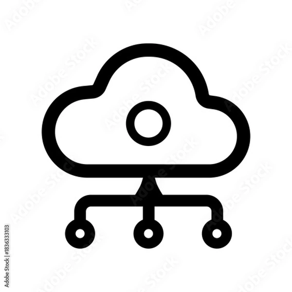 Fototapeta An outlined cloud server rack icon illustrating structured compute resources hosted in cloud environments, supporting virtualization, orchestration, and scalable service workloads.