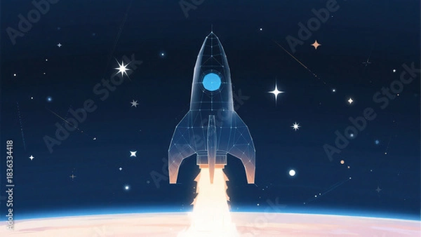 Obraz Space rocket launch in starry sky