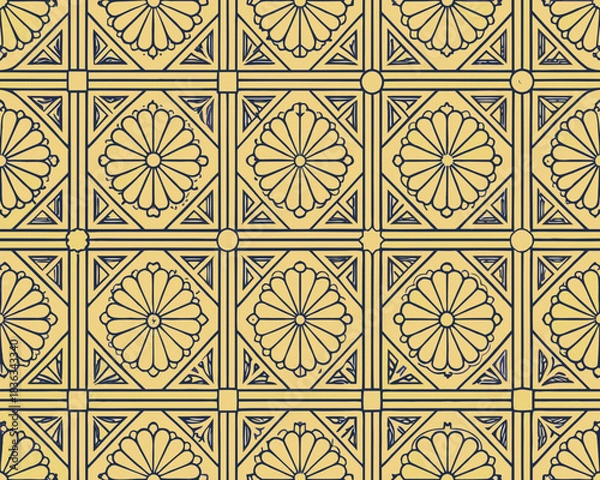 Obraz Golden geometric floral pattern a repeating design with stylized blossoms