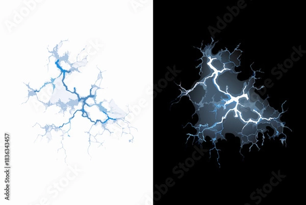 Obraz A striking comparison of lightning bolts light versus dark backgrounds