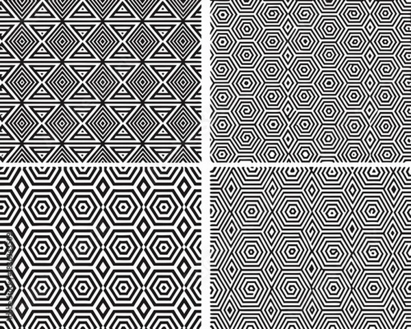 Obraz Geometric patterns a collage of repeating black and white designs