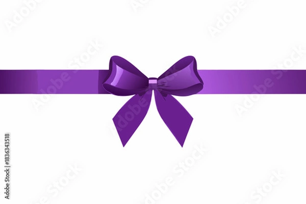 Obraz A vibrant purple ribbon with a classic bow design on a white background